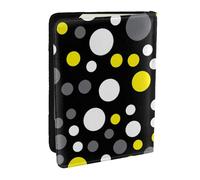 Wykjtwo Amarillo Blanco Lunares Negros, Funda para Pasaporte Cartera de Viaje de Cuero PU Funda para Pasaporte Fundas para Pasaporte 6,5 Pulgadas