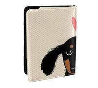 Wykjtwo Amor de Cachorro de Perro Salchicha, Funda para Pasaporte Cartera de Viaje de Cuero PU Funda para Pasaporte Fundas para Pasaporte 6,5 Pulgadas