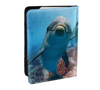 Wykjtwo Animal Divertido Delfín Impreso, Funda para Pasaporte Cartera de Viaje de Cuero PU Funda para Pasaporte Fundas para Pasaporte 6,5 Pulgadas