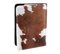 Wykjtwo Animal Marrón Piel De Vaca Estampado Vaca, Funda para Pasaporte Cartera de Viaje de Cuero PU Funda para Pasaporte Fundas para Pasaporte 6,5 Pulgadas