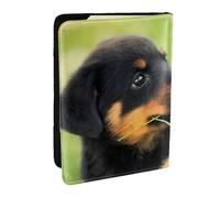 Wykjtwo Animales Animales Lindo Perro Cachorro Rottweiler, Funda para Pasaporte Cartera de Viaje de Cuero PU Funda para Pasaporte Fundas para Pasaporte 6,5 Pulgadas