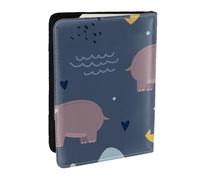 Wykjtwo Animales hipopótamo, Funda para Pasaporte Cartera de Viaje de Cuero PU Funda para Pasaporte Fundas para Pasaporte 6,5 Pulgadas