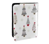 Wykjtwo Arbol De Navidad Gris Pastel, Funda para Pasaporte Cartera de Viaje de Cuero PU Funda para Pasaporte Fundas para Pasaporte 6,5 Pulgadas