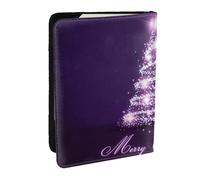 Wykjtwo árbol de Navidad Morado, Funda para Pasaporte Cartera de Viaje de Cuero PU Funda para Pasaporte Fundas para Pasaporte 6,5 Pulgadas