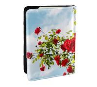 Wykjtwo Arbusto de Rosas Rojas Estampado, Funda para Pasaporte Cartera de Viaje de Cuero PU Funda para Pasaporte Fundas para Pasaporte 6,5 Pulgadas