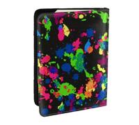 Wykjtwo Arco Iris de Salpicaduras de Pintura de neón, Funda para Pasaporte Cartera de Viaje de Cuero PU Funda para Pasaporte Fundas para Pasaporte 6,5 Pulgadas