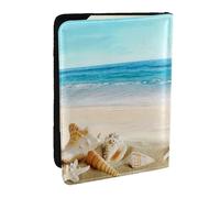 Wykjtwo Arena de Conchas marinas, Funda para Pasaporte Cartera de Viaje de Cuero PU Funda para Pasaporte Fundas para Pasaporte 6,5 Pulgadas