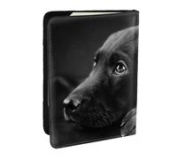 Wykjtwo Arte De Cachorro Labrador Negro, Funda para Pasaporte Cartera de Viaje de Cuero PU Funda para Pasaporte Fundas para Pasaporte 6,5 Pulgadas