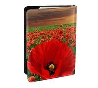 Wykjtwo Atardecer Campo Amapolas Campo Hermosas Flores, Funda para Pasaporte Cartera de Viaje de Cuero PU Funda para Pasaporte Fundas para Pasaporte 6,5 Pulgadas