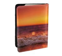 Wykjtwo Atardecer con Olas del Mar Estampado, Funda para Pasaporte Cartera de Viaje de Cuero PU Funda para Pasaporte Fundas para Pasaporte 6,5 Pulgadas