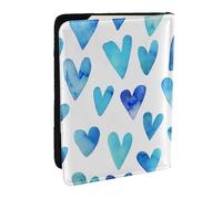 Wykjtwo Azul Corazón Elegante Romántico Único, Funda para Pasaporte Cartera de Viaje de Cuero PU Funda para Pasaporte Fundas para Pasaporte 6,5 Pulgadas