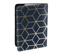 Wykjtwo Azul Marino Dorado, Funda para Pasaporte Cartera de Viaje de Cuero PU Funda para Pasaporte Fundas para Pasaporte 6,5 Pulgadas