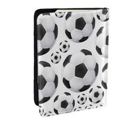 Wykjtwo Balón de fútbol Blanco y Negro, Funda para Pasaporte Cartera de Viaje de Cuero PU Funda para Pasaporte Fundas para Pasaporte 6,5 Pulgadas