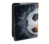 Wykjtwo Balón de fútbol en Agua de Fuego, Funda para Pasaporte Cartera de Viaje de Cuero PU Funda para Pasaporte Fundas para Pasaporte 6,5 Pulgadas