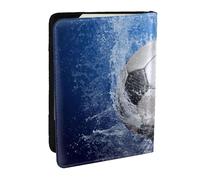 Wykjtwo Balón de fútbol Impreso al Agua., Funda para Pasaporte Cartera de Viaje de Cuero PU Funda para Pasaporte Fundas para Pasaporte 6,5 Pulgadas