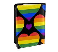 Wykjtwo Bandera del Orgullo Gay de Corazones del Arco Iris, Funda para Pasaporte Cartera de Viaje de Cuero PU Funda para Pasaporte Fundas para Pasaporte 6,5 Pulgadas