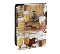 Wykjtwo Barril de Cerveza y Vino, Funda para Pasaporte Cartera de Viaje de Cuero PU Funda para Pasaporte Fundas para Pasaporte 6,5 Pulgadas