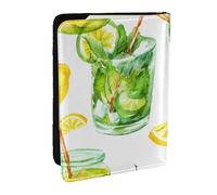 Wykjtwo Bebida Cóctel Limón Hielo, Funda para Pasaporte Cartera de Viaje de Cuero PU Funda para Pasaporte Fundas para Pasaporte 6,5 Pulgadas