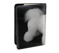 Wykjtwo Bichón Frisé Perros Blancos Mascotas Perros Bichón Frisé, Funda para Pasaporte Cartera de Viaje de Cuero PU Funda para Pasaporte Fundas para Pasaporte 6,5 Pulgadas