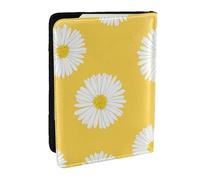 Wykjtwo Blanco Aster Margarita Amarillo, Funda para Pasaporte Cartera de Viaje de Cuero PU Funda para Pasaporte Fundas para Pasaporte 6,5 Pulgadas