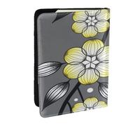 Wykjtwo Borde Nevado De Flor Estrella Gris Y Amarilla, Funda para Pasaporte Cartera de Viaje de Cuero PU Funda para Pasaporte Fundas para Pasaporte 6,5 Pulgadas