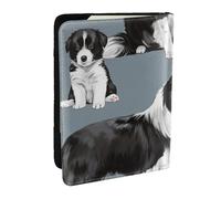 Wykjtwo Border Collie Azul, Funda para Pasaporte Cartera de Viaje de Cuero PU Funda para Pasaporte Fundas para Pasaporte 6,5 Pulgadas