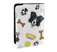 Wykjtwo Border Collie Perro Sonriente, Funda para Pasaporte Cartera de Viaje de Cuero PU Funda para Pasaporte Fundas para Pasaporte 6,5 Pulgadas