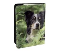 Wykjtwo Border Collie Perros Bokeh Mascotas Negro Blanco, Funda para Pasaporte Cartera de Viaje de Cuero PU Funda para Pasaporte Fundas para Pasaporte 6,5 Pulgadas