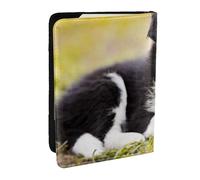 Wykjtwo Border Collie Perros Cachorro Mascotas Borde Negro, Funda para Pasaporte Cartera de Viaje de Cuero PU Funda para Pasaporte Fundas para Pasaporte 6,5 Pulgadas