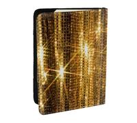 Wykjtwo Brillo de Lentejuelas Doradas, Funda para Pasaporte Cartera de Viaje de Cuero PU Funda para Pasaporte Fundas para Pasaporte 6,5 Pulgadas