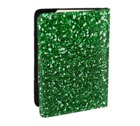 Wykjtwo Brillo de Lentejuelas Verdes, Funda para Pasaporte Cartera de Viaje de Cuero PU Funda para Pasaporte Fundas para Pasaporte 6,5 Pulgadas