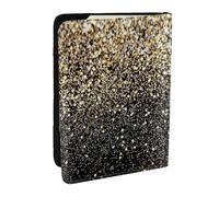 Wykjtwo Brillo Negro y Dorado., Funda para Pasaporte Cartera de Viaje de Cuero PU Funda para Pasaporte Fundas para Pasaporte 6,5 Pulgadas