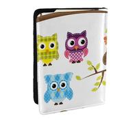 Wykjtwo Búhos en Las Ramas de los árboles, Funda para Pasaporte Cartera de Viaje de Cuero PU Funda para Pasaporte Fundas para Pasaporte 6,5 Pulgadas