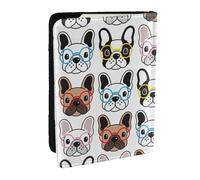 Wykjtwo Bulldog Francés con Gafas, Funda para Pasaporte Cartera de Viaje de Cuero PU Funda para Pasaporte Fundas para Pasaporte 6,5 Pulgadas
