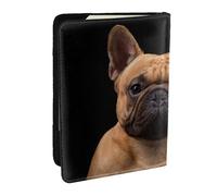 Wykjtwo Bulldog Francés En Negro, Funda para Pasaporte Cartera de Viaje de Cuero PU Funda para Pasaporte Fundas para Pasaporte 6,5 Pulgadas