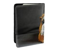 Wykjtwo Bulldog Inglés arrodillado, Funda para Pasaporte Cartera de Viaje de Cuero PU Funda para Pasaporte Fundas para Pasaporte 6,5 Pulgadas