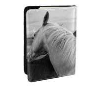 Wykjtwo Caballo Blanco y Caballo Negro Impreso, Funda para Pasaporte Cartera de Viaje de Cuero PU Funda para Pasaporte Fundas para Pasaporte 6,5 Pulgadas