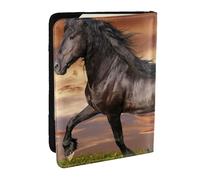 Wykjtwo Caballo Corriendo en la Pradera, Funda para Pasaporte Cartera de Viaje de Cuero PU Funda para Pasaporte Fundas para Pasaporte 6,5 Pulgadas