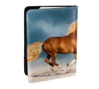 Wykjtwo Caballo Corriendo Rojo, Funda para Pasaporte Cartera de Viaje de Cuero PU Funda para Pasaporte Fundas para Pasaporte 6,5 Pulgadas