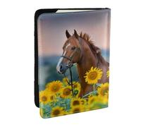 Wykjtwo Caballo De Girasol Amarillo Estampado, Funda para Pasaporte Cartera de Viaje de Cuero PU Funda para Pasaporte Fundas para Pasaporte 6,5 Pulgadas