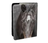 Wykjtwo Caballo Negro con corazón, Funda para Pasaporte Cartera de Viaje de Cuero PU Funda para Pasaporte Fundas para Pasaporte 6,5 Pulgadas