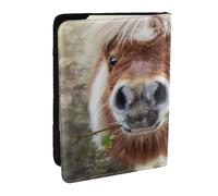 Wykjtwo Caballo y Rosa, Funda para Pasaporte Cartera de Viaje de Cuero PU Funda para Pasaporte Fundas para Pasaporte 6,5 Pulgadas