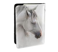 Wykjtwo Caballos Blancos, Funda para Pasaporte Cartera de Viaje de Cuero PU Funda para Pasaporte Fundas para Pasaporte 6,5 Pulgadas