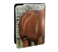 Wykjtwo Caballos con árboles en flor Impresos., Funda para Pasaporte Cartera de Viaje de Cuero PU Funda para Pasaporte Fundas para Pasaporte 6,5 Pulgadas