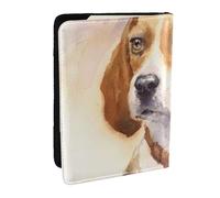 Wykjtwo Cabeza de Beagle Acuarela, Funda para Pasaporte Cartera de Viaje de Cuero PU Funda para Pasaporte Fundas para Pasaporte 6,5 Pulgadas