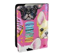 Wykjtwo Cachorro Bulldog Francés Acuarela, Funda para Pasaporte Cartera de Viaje de Cuero PU Funda para Pasaporte Fundas para Pasaporte 6,5 Pulgadas