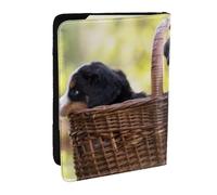 Wykjtwo Cachorros de Perro de montaña de Berna, Funda para Pasaporte Cartera de Viaje de Cuero PU Funda para Pasaporte Fundas para Pasaporte 6,5 Pulgadas