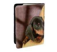 Wykjtwo Cachorros De Perro Salchicha Mascotas Perros Perro Salchicha Pequeño, Funda para Pasaporte Cartera de Viaje de Cuero PU Funda para Pasaporte Fundas para Pasaporte 6,5 Pulgadas