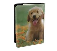 Wykjtwo Cachorros Labrador Retriever Amarillo, Funda para Pasaporte Cartera de Viaje de Cuero PU Funda para Pasaporte Fundas para Pasaporte 6,5 Pulgadas