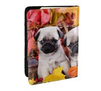 Wykjtwo Cachorros Pug, Funda para Pasaporte Cartera de Viaje de Cuero PU Funda para Pasaporte Fundas para Pasaporte 6,5 Pulgadas